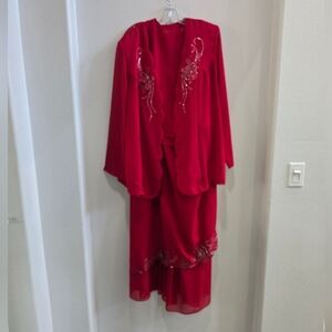 FAD Fashion Elegant Red Women's 3 piece Skirt Set size 1X